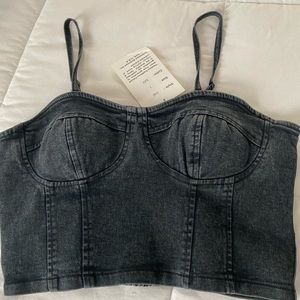 Rebellion Denim Crop Top Size Large